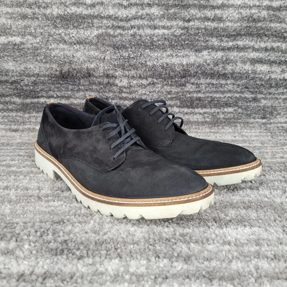 ECCO Mens Tredtray‎ Black Nubuck Leather Derby Shoes Size 41 US 10-10.5